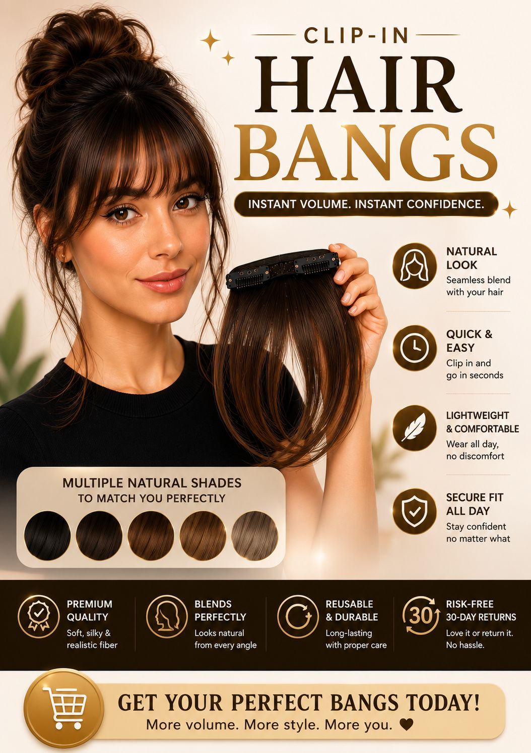 Natural Clip-In Hair Bangs – Instant Fringe Hair Extension